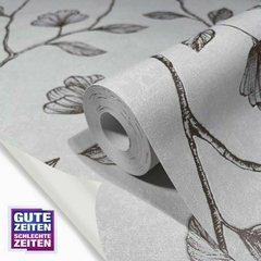 Papel de parede estampa floral metalizado - comprar online