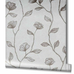 Papel de parede estampa floral metalizado - Sr. Celulose Papéis de Parede