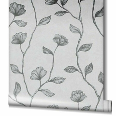 Papel de parede estampa floral metalizado - comprar online