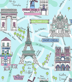 Papel de parede estampa Paris - comprar online