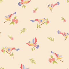 Papel de parede estampa floral com pássaros - comprar online