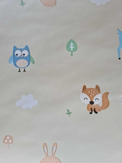 Papel de parede com diversos animais com fundo bege - comprar online