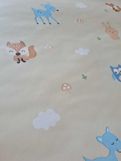 Papel de parede com diversos animais com fundo bege - Sr. Celulose Papéis de Parede