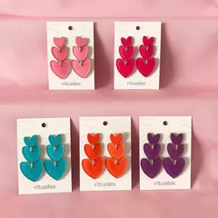 Aros "3 corazones" Naranja - comprar online