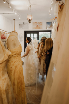 Tailored Veil with Silk Flowers