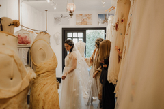 Image of Tailored Veil with Silk Flowers