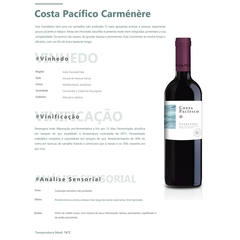 Vinho Costa Pacífico Tinto Carménère Chile Garrafa 750ml na internet