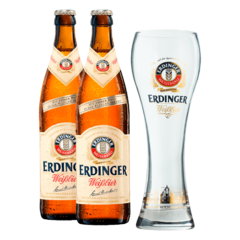 Kit Cerveja Erdinger Weiss 2 Garrafas 500ml + 1 Copo 500ml - comprar online