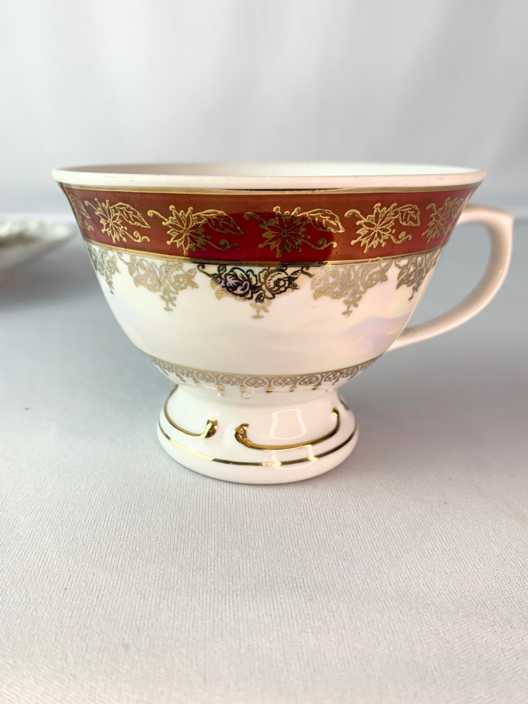 Trio de xícaras de chá antigo de Porcelana Schmidt 00126