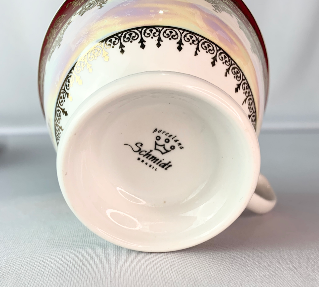 Lindo bule para chá em porcelana Schmidt antigo, branco