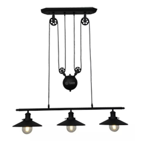 Colgante Techo Industrial Negro 3 Luces Luces e27 Led Living