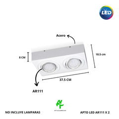 Aplique Plafon Techo Rectangular 2 Luces Led AR111 San Justo Iluminacion - comprar online