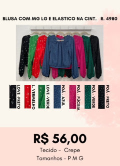 4980 BLUSA COM MG LG E ELASTICO NA CINT na internet