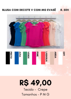 5011 BLUSA COM DECOTE V COM MG EVASÊ - comprar online