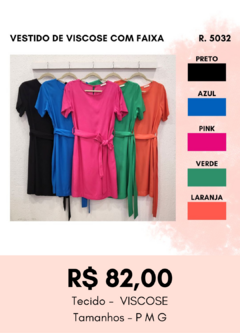 5032 VESTIDO DE VISCOSE COM FAIXA - comprar online