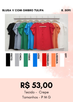 5091 BLUSA V COM OMBRO TULIPA - comprar online