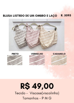 5095 BLUSA LISTRADO DE UM OMBRO E LAÇO - comprar online