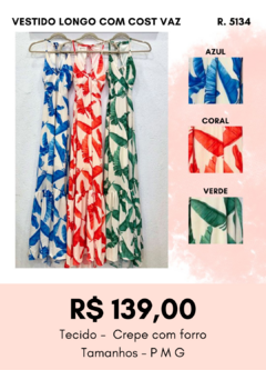 5134 VESTIDO LONGO COM COST VAZ - comprar online