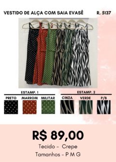 5137 VESTIDO DE ALÇA COM SAIA EVASÊ - comprar online