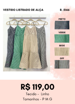 5146 VESTIDO LISTRADO DE ALÇA - comprar online