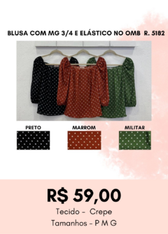 5182 BLUSA COM MG 3.4 E ELASTICO NO OMB - comprar online