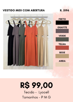 5196 VESTIDO MIDI COM ABERTURA - comprar online