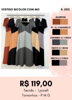 5212 VESTIDO BICOLOR COM MG - comprar online