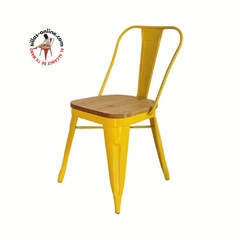 Banner de la categoría Silla Tolix amarillo asiento de madera