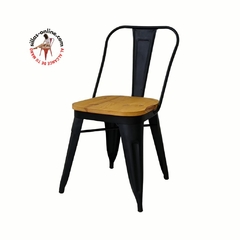 Banner de la categoría Silla Tolix negro microtexturado asiento de madera