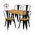 Mesa Tolix tapa de madera de 160cm x 70cm con engrosado a 42 mm con 6 sillas Tolix asiento madera - comprar online