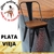 Silla Tolix plata vieja asiento de madera - tienda online