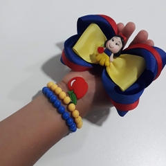 Kit laço com Pulseiras Branca de Neve