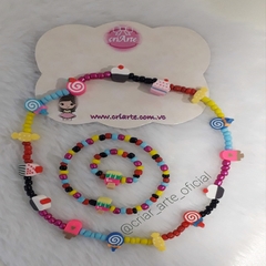 Kit Colar Choker+Pulseira+Anel