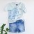 Conjunto Bermuda Jeans e Camiseta Dino