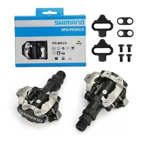 Pedal Mtb Clip Shimano Pd M 520 Preto Original COM 2 PARES DE TACOS