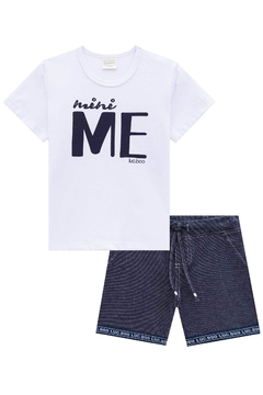 Conjunto Lucboo bebê de camiseta e bermuda em malha Denim