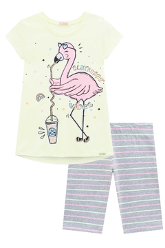 Conjunto Kukie Flamingo com bermuda ciclista