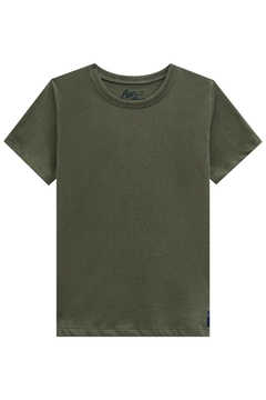 Camiseta infantil Lucboo manga curta em meia malha verde militar