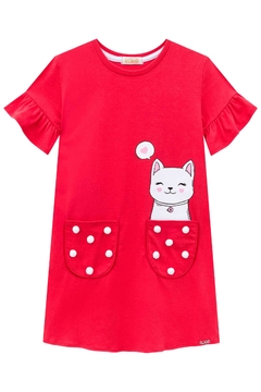 Vestido Kukie Verão Gatinho com pompom - comprar online