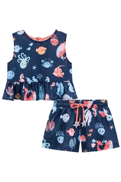 Conjunto Infantil Kukie Verão Fundo do Mar em crepe de seda - comprar online