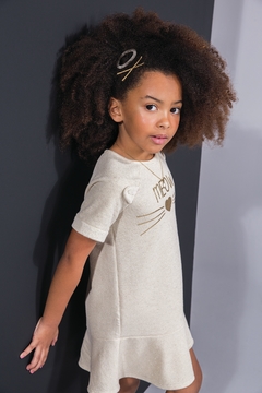 Vestido infantil Kukie Meow dourado gatinho - comprar online