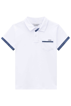 Conjunto de camisa polo e bermuda em sarja listrada - comprar online