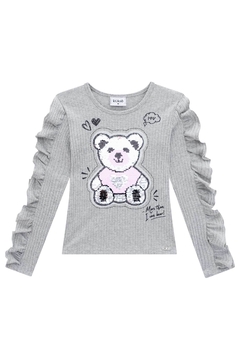 Blusa infantil Kukie malha Canelada manga longa Ursinho - comprar online