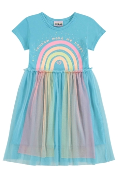 Vestido Infantil Kukie Arco - íris com saia em tule