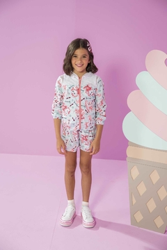 Jaqueta Infantil Kukie com capuz Verão corta vento em nylon estampa Gatinha Summer - comprar online