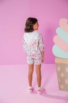 Jaqueta Infantil Kukie com capuz Verão corta vento em nylon estampa Gatinha Summer na internet