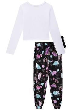 Conjunto infantil Kukie inverno Blusa longa boxy e calça Dinossauros menina - Lipe & Lissa Kids Moda Infantil