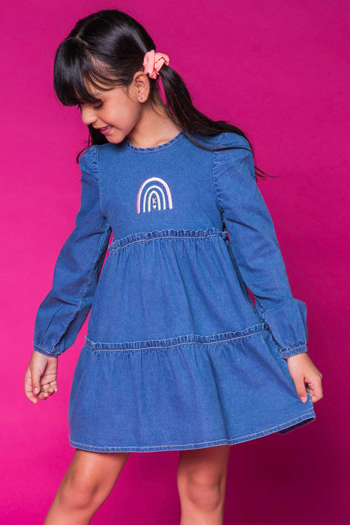 Vestido com Casaco Infantil Modelo Delicada