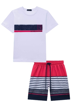 Conjunto infantil menino Lucboo camiseta MC e bermuda em nylon