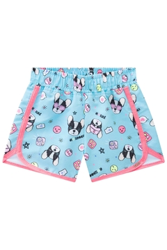 Shorts Infantil Kukie nylon estampa de dogs e emoji